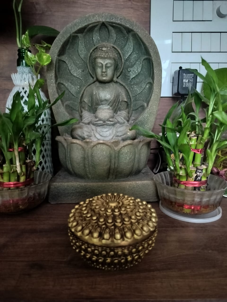 Brass Lotus Motif Storage Box