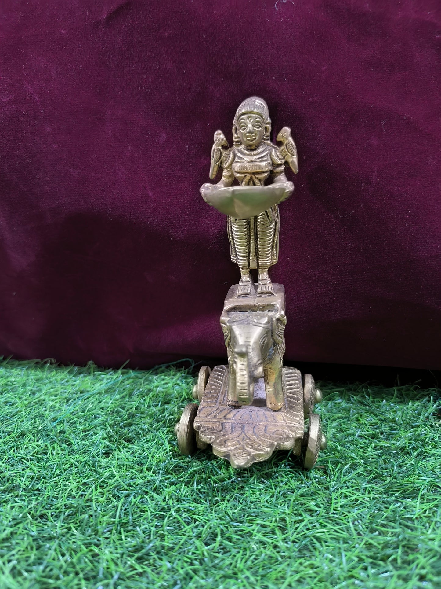 Brass Elephant Chariot with Deity Idol