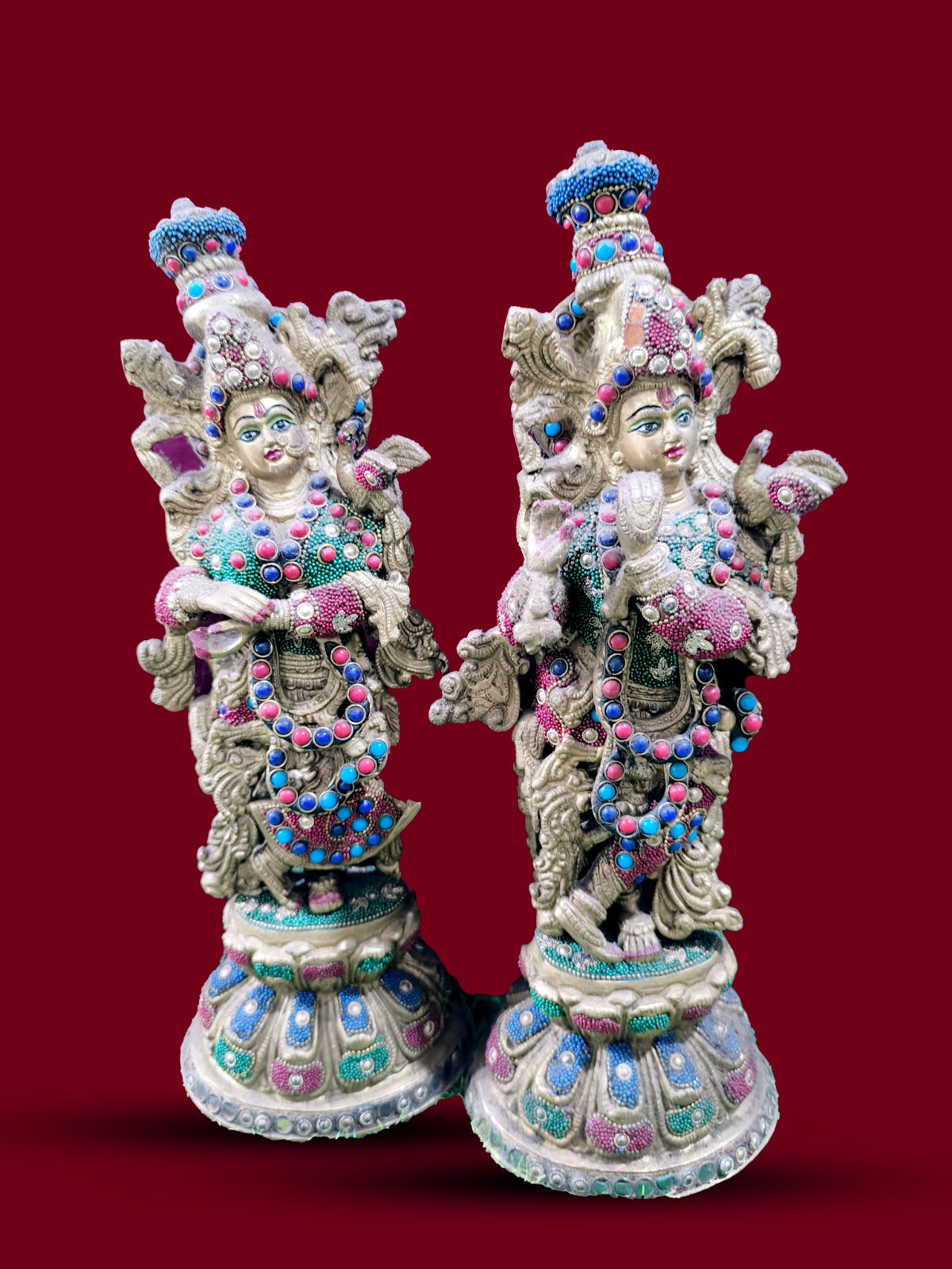 Radha Krishna Brass Statue Pair