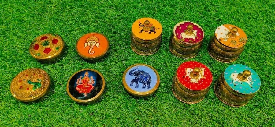 Set of Pooja Sindoor Containers (Hand-Painted Enamel )