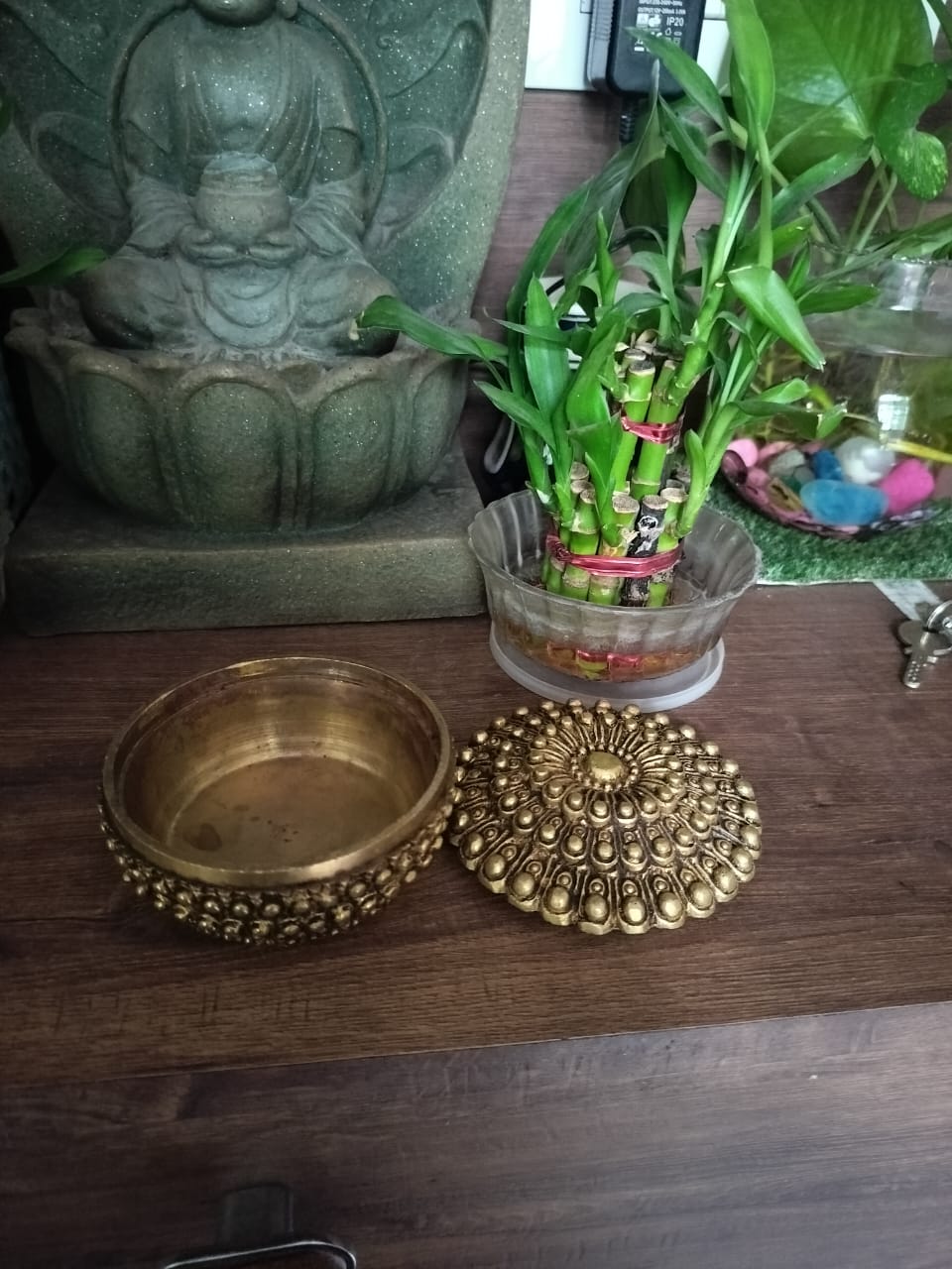 Brass Lotus Motif Storage Box