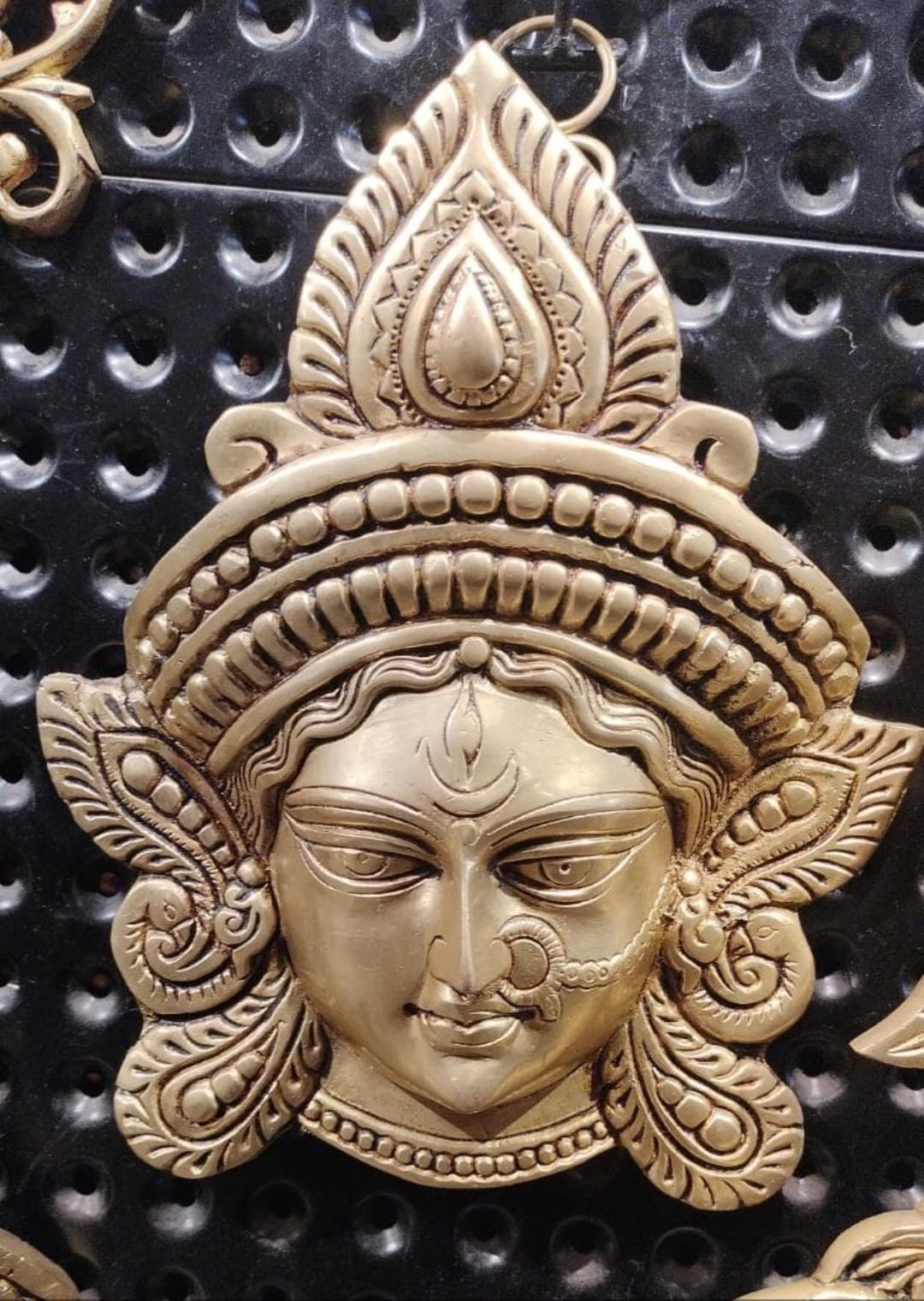 Brass Wall Hanging of Maa Durga Face (Mahadevi Mukha)