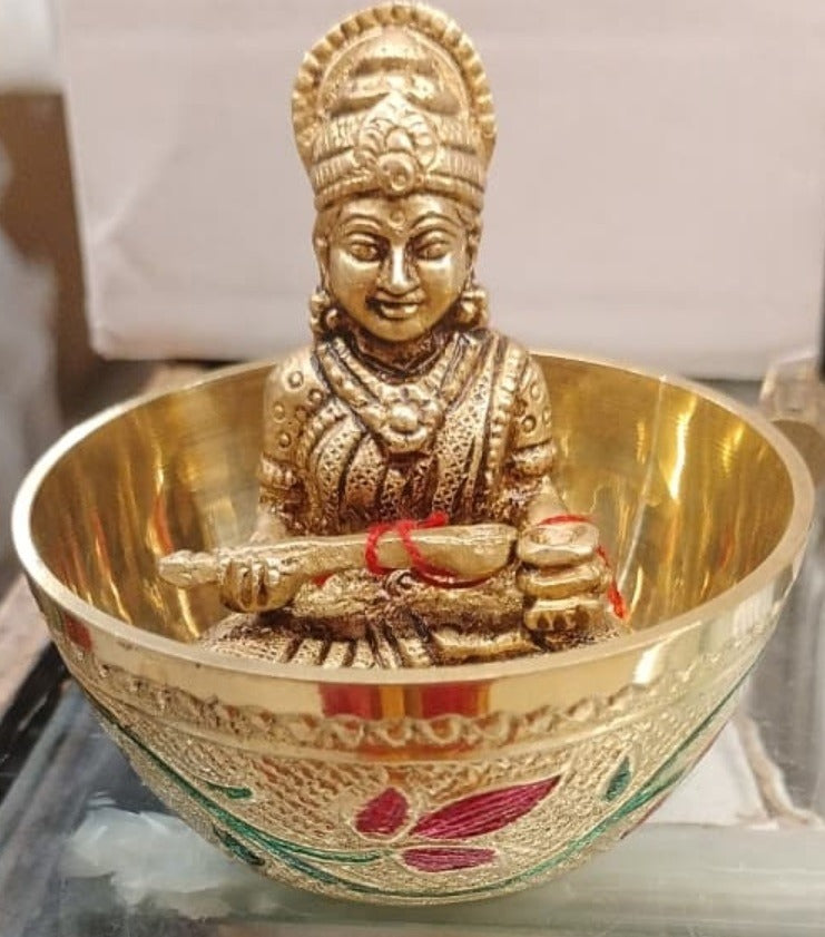 Brass Goddess Annapurna Idol in Bowl