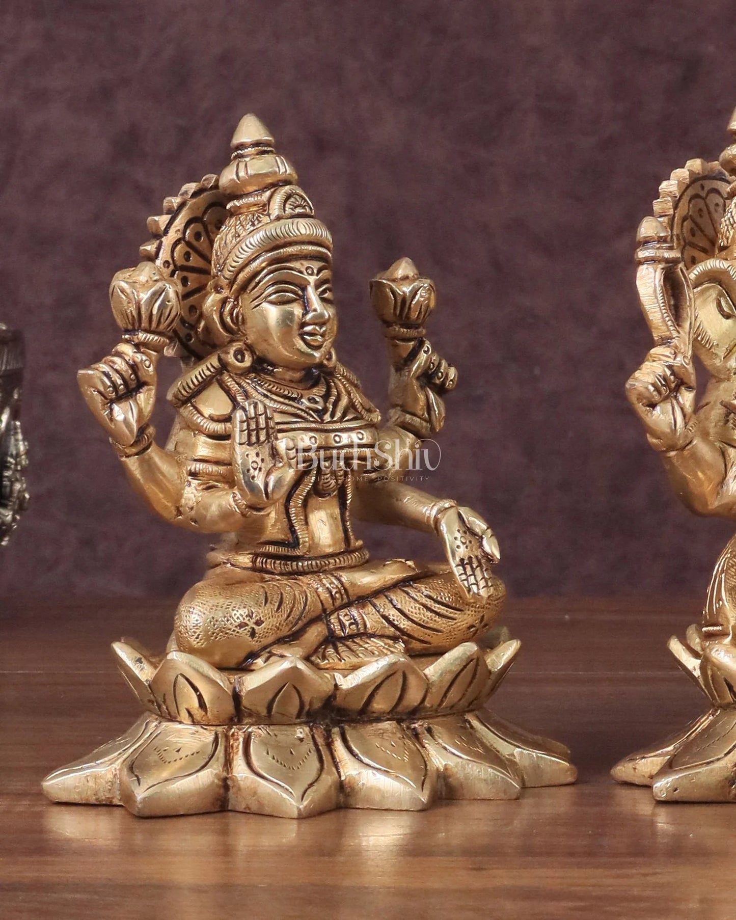 Ganesh Lakshmi Statue Lotus Base Set