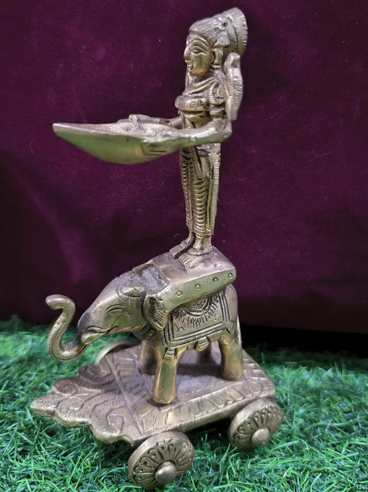 Brass Elephant Chariot with Deity Idol