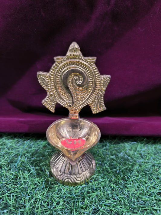 Traditional Brass Diya Set with Decorative Backplate
