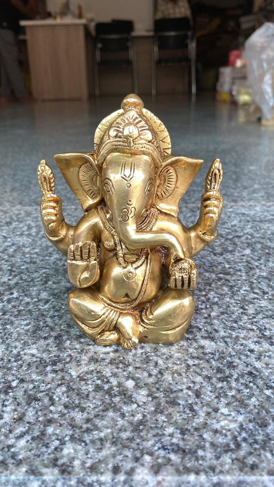 Lord Ganesha Brass Idol (Seated Pose)