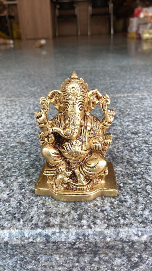 Royal Ganesh with Crown & Mouse