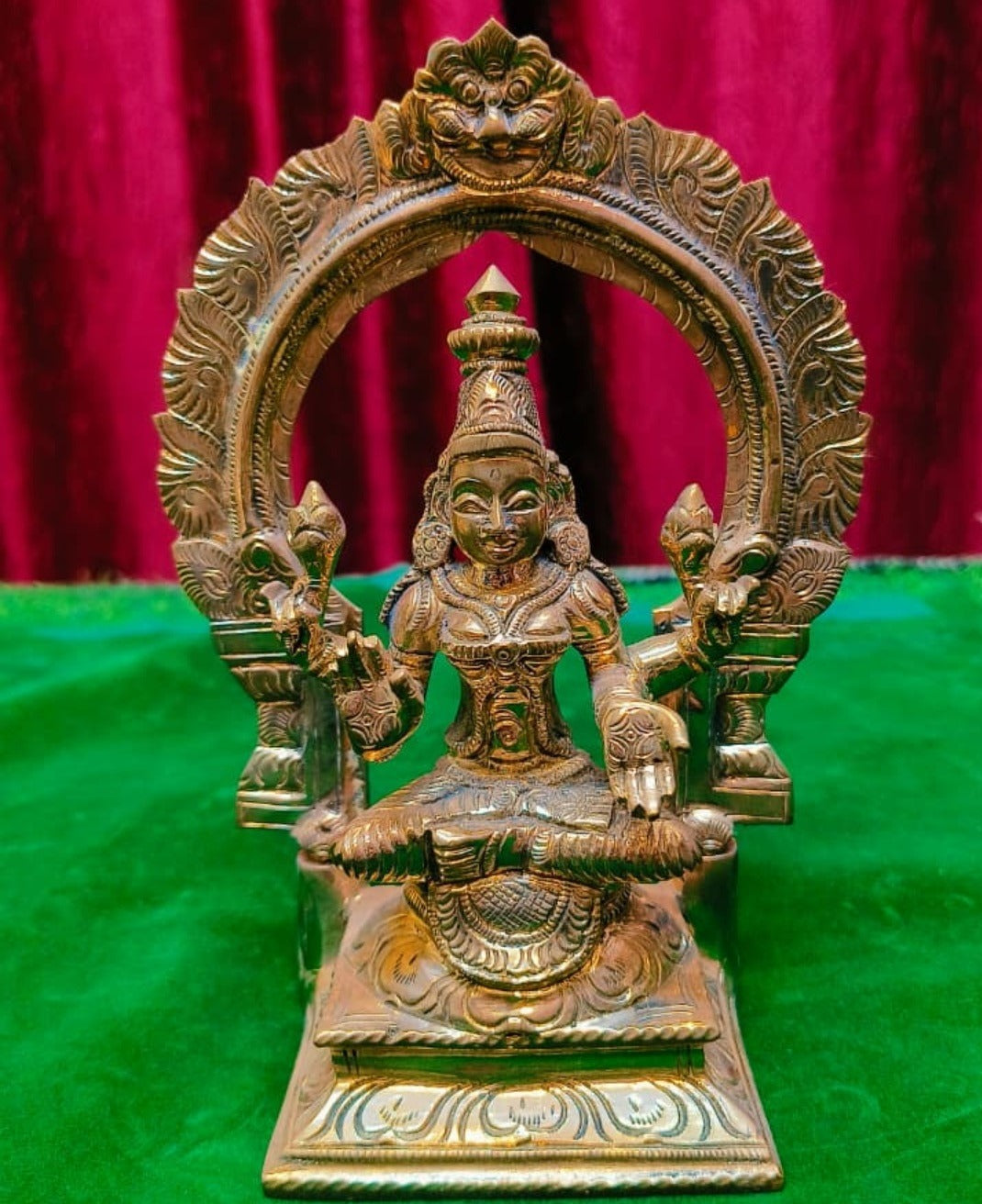 Brass Goddess Lakshmi Idol with Prabhavali