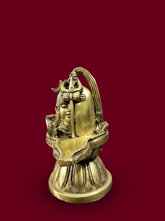 Brass Lord Shiva Lingam Murti (Half Face Design)